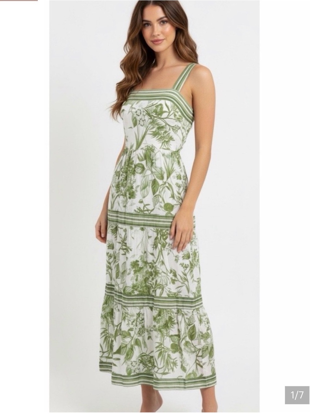 Sweet Wanderer Green and White Floral Tie-Strap Sundress